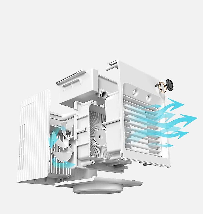 120  Head Shaking Water-cooled Fan Desktop Spray Humidification 300 Water Tank 2-in-1 Fan Plus Night Light 4000ma Louver Fan