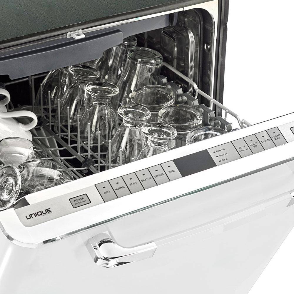 Unique Appliances Classic Retro 24 in. Top Control Dishwasher with Stainless Steel Tub and 3rd Rack in Marshmallow White UGP-24CR DW W