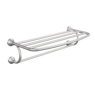 MOEN Eva 10 in. L x 7 in. H x 26 in. W Zinc Hotel-Style Bathroom Shelf in Brushed Nickel YB2894BN