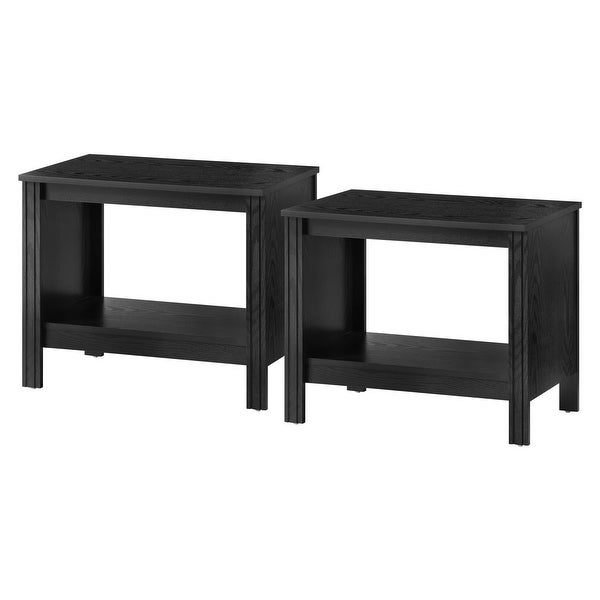 Classic End Table Nightstand， Side Table with Storage Shelf (Set of 2)