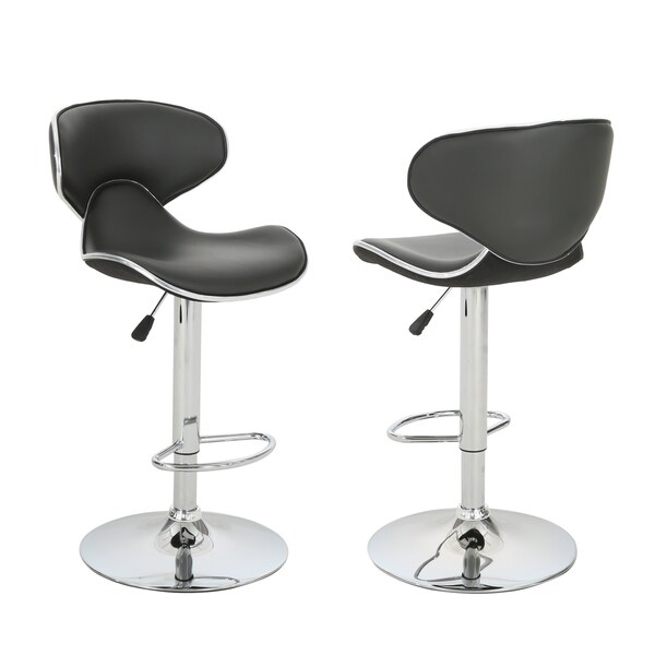 Carlota Adjustable Height 24-32 Faux Leather Swivel Barstool (Set of 2) by Christopher Knight Home