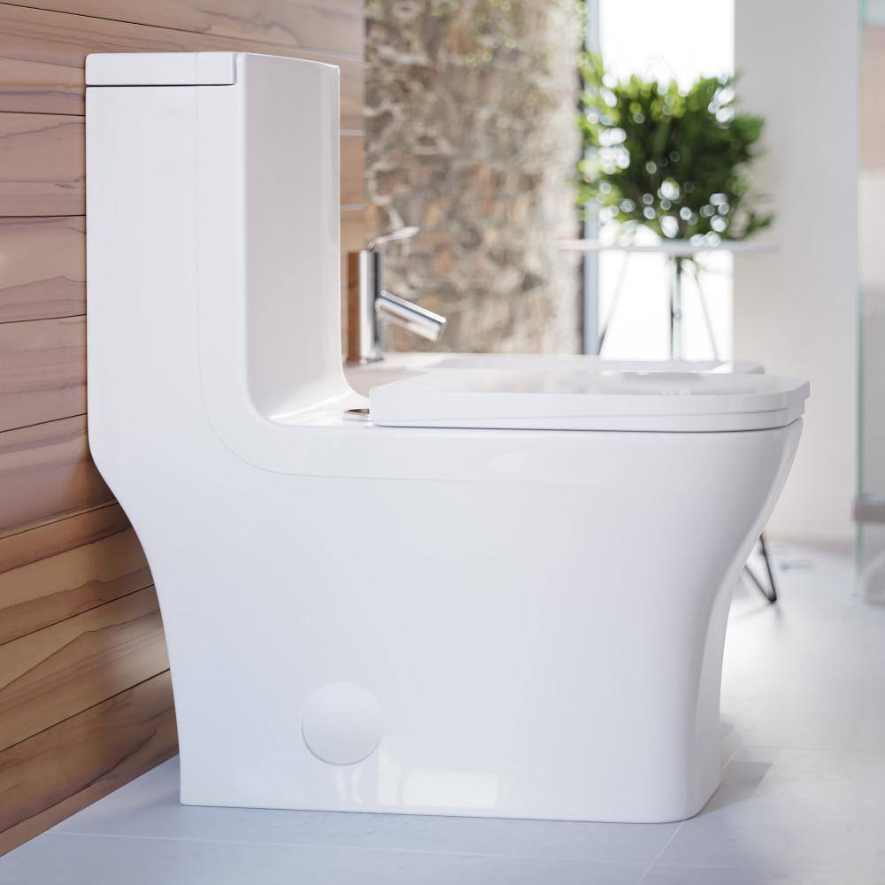 Swiss Madison Concorde 14 in. Rough-In 1-piece 1.11.6 GPF Dual Flush Square Toilet in Glossy White Seat Included SM-1T102