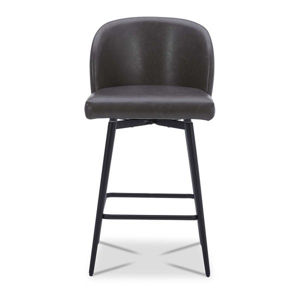 Swivel Counter Bar Stools with Back Set of 2， Faux Leather