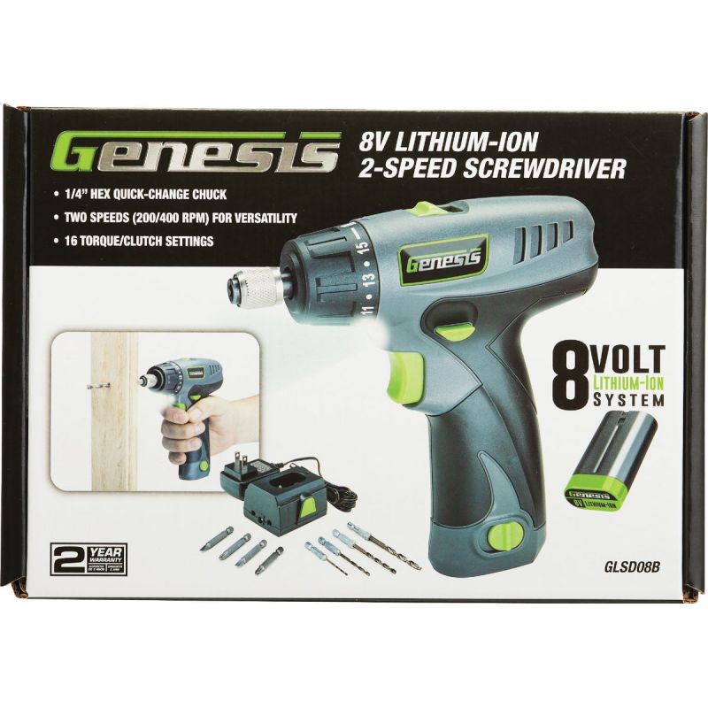 Genesis 8V Lithium-Ion Cordless Screwdriver Kit