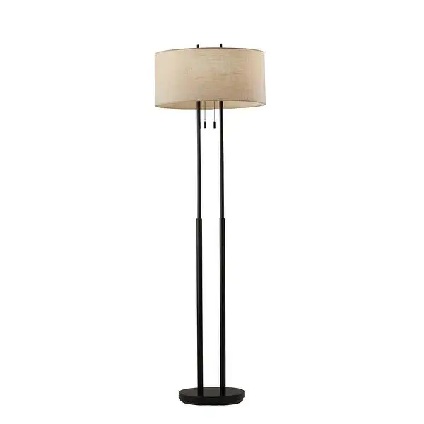 Strick and Bolton Lissie Brushed Steel Double Socket Floor Lamp