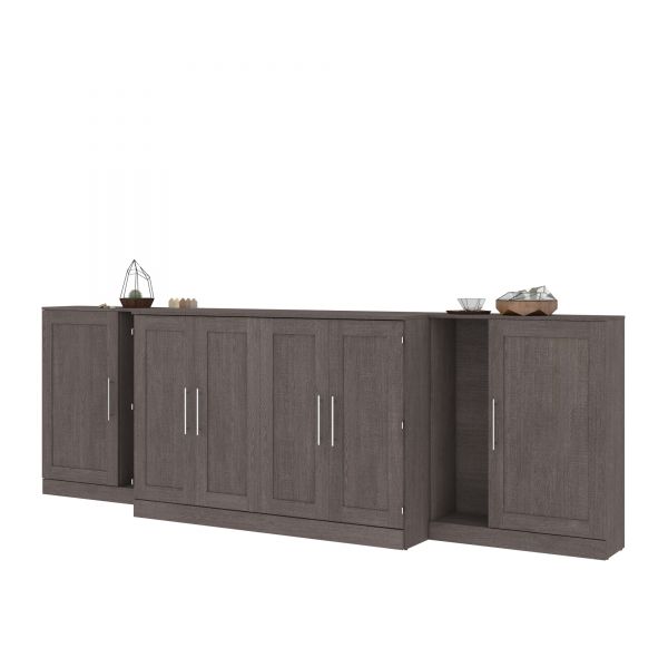 Bestar Pur by Bestar Queen Cabinet Bed with Two Storage Units - Bark Gray