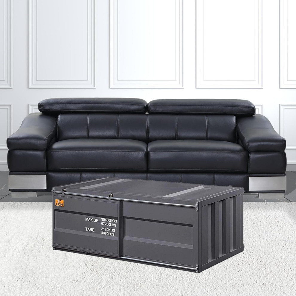 Modern Industrial Coffee Table  Cargo Container Design With Sliding Doors   Modern   Coffee Tables   by Decor Love  Houzz