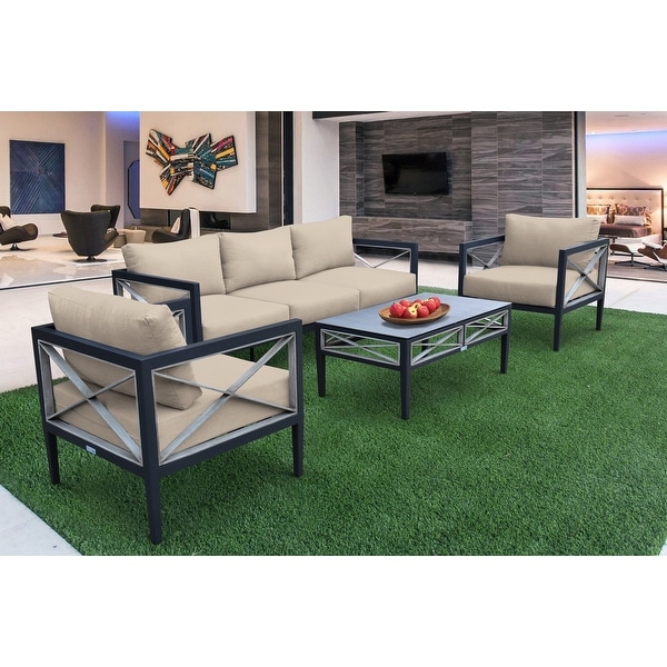 Sonoma Dark Gray Aluminum Outdoor Patio 4 Piece Deep Seating Conversation Set