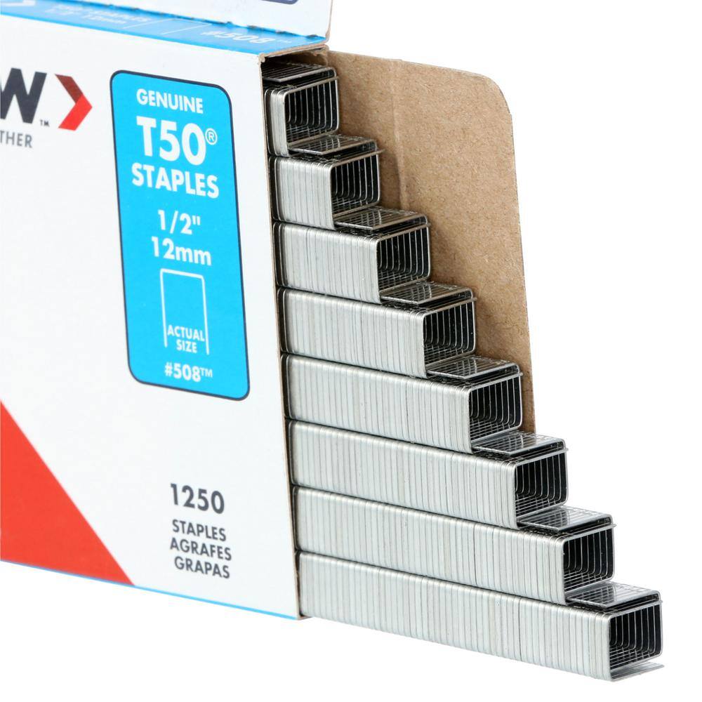 Arrow T50 12 in. Leg x 38 in. Crown Galvanized Steel Staples (1250-Pack) 508