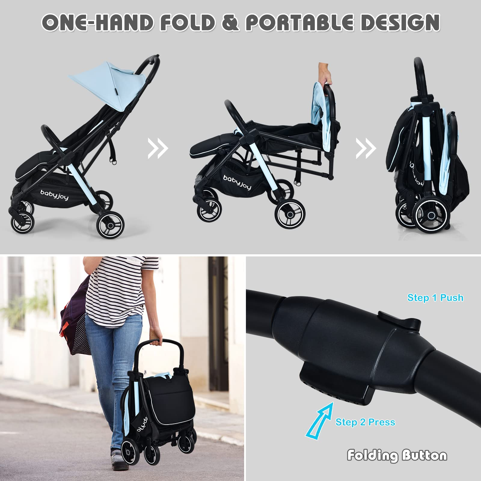 BABY JOY Lightweight Baby Stroller, Compact Travel Stroller