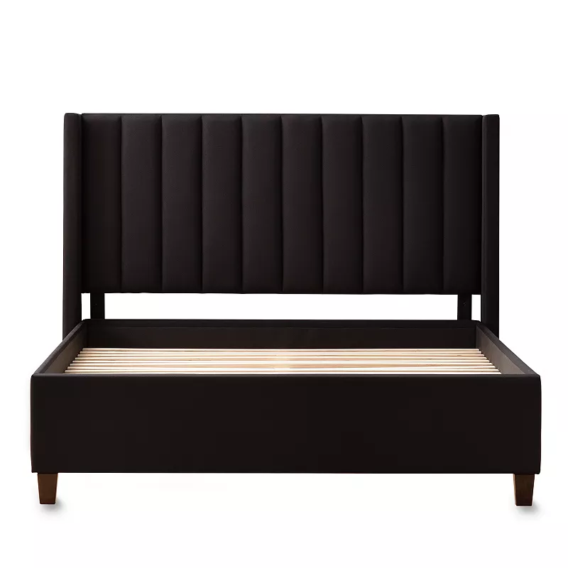 Lucid Dream Collection Wingback Upholstered Bed with Vertical Channels