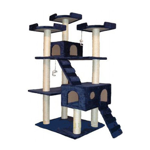 Go Pet Club 72-in Cat Tree and Condo Scratching Post Tower， Blue