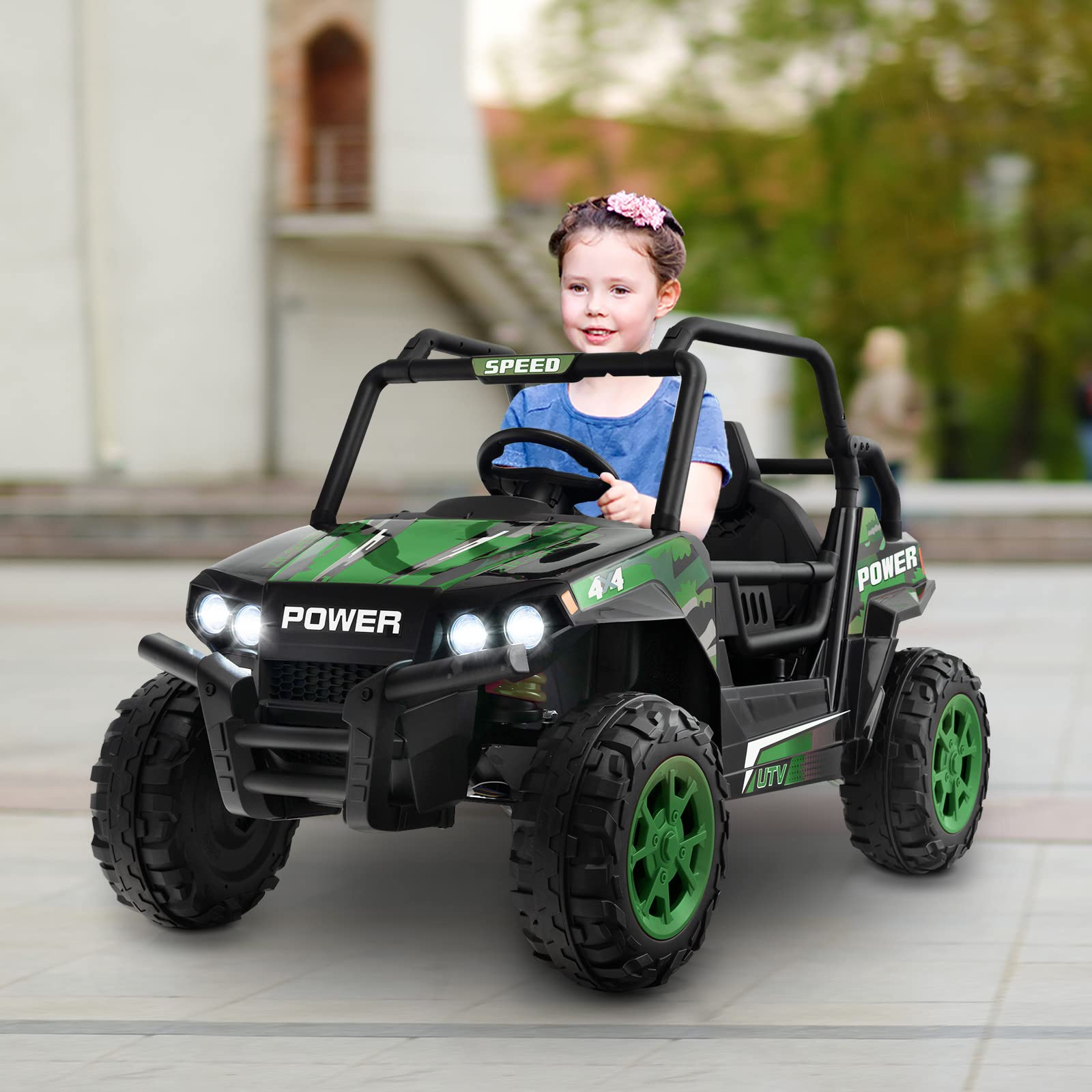 Costzon Ride on Car, 12V Kids UTV, Boys Girls Aged 3-8 Years, Ride on UTV