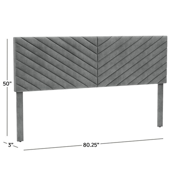 Crestwood Upholstered Chevron Pleated Queen Headboard， Gray - - 35386741