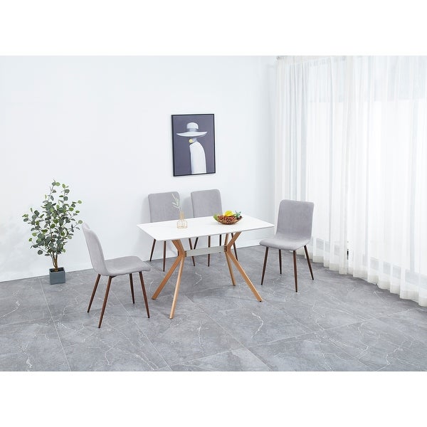 4 Pieces Dining Chair Set， Dining Chair with Metal Legs and Fabtic Cushion