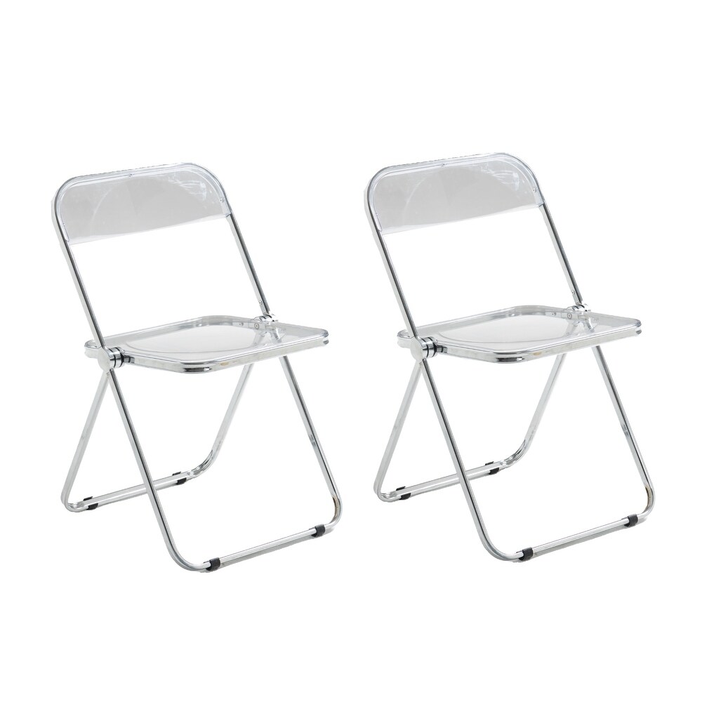 HOMEFUN Acrylic Stackable Crystal Folding Transparent Chairs(set of 2)