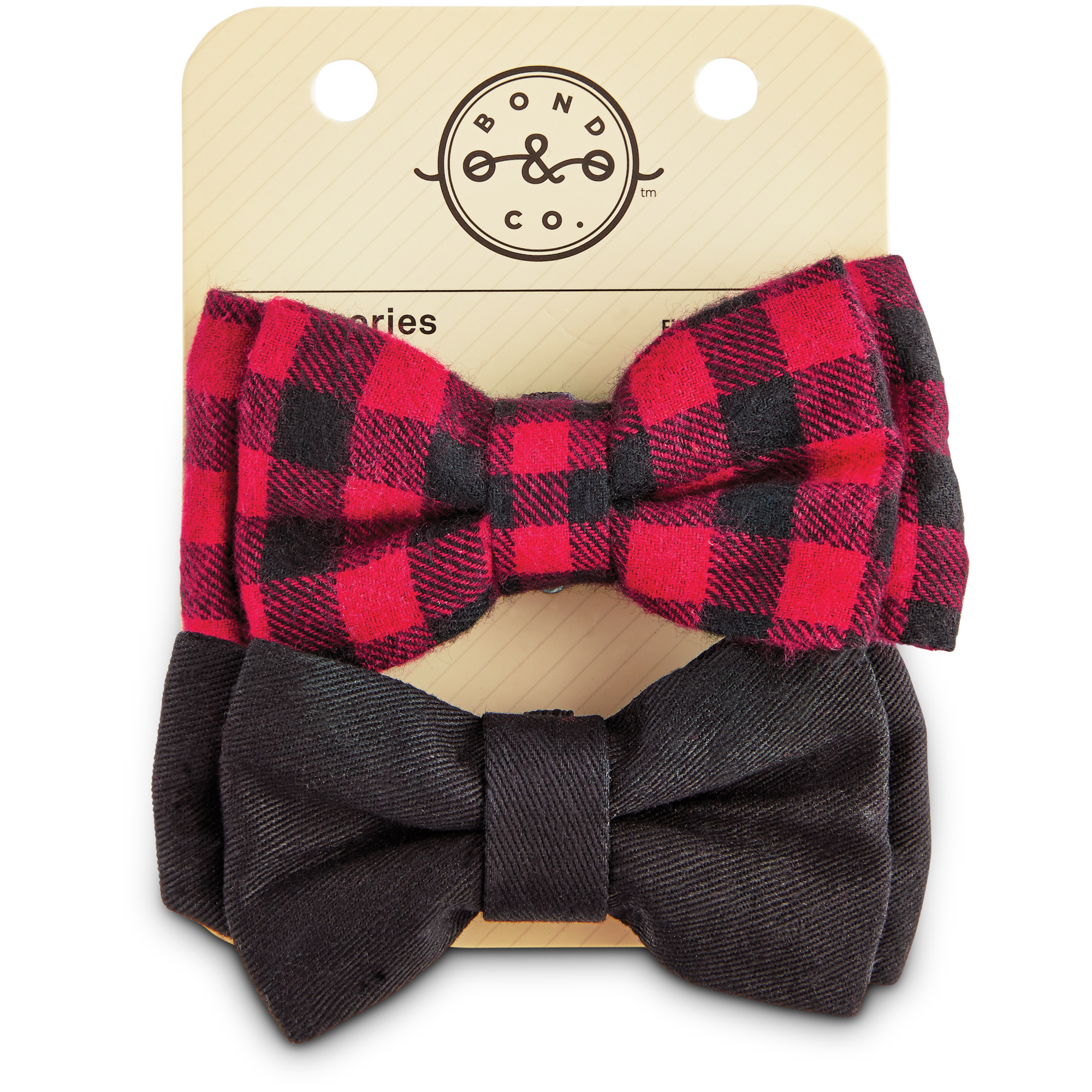 YOULY The Hipster Buffalo Check Dog Bowtie Set， Pack of 2