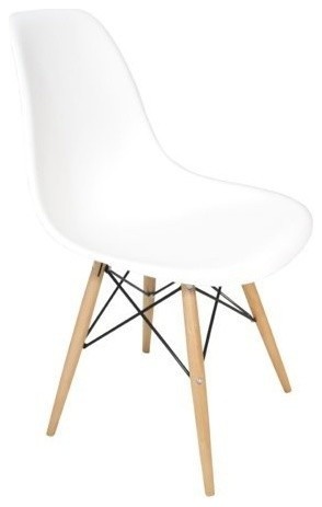 White DSW Midcentury Dining Shell Chairs With Beech Wood Eiffel Legs   Midcentury   Dining Chairs   by eModern Decor  Houzz