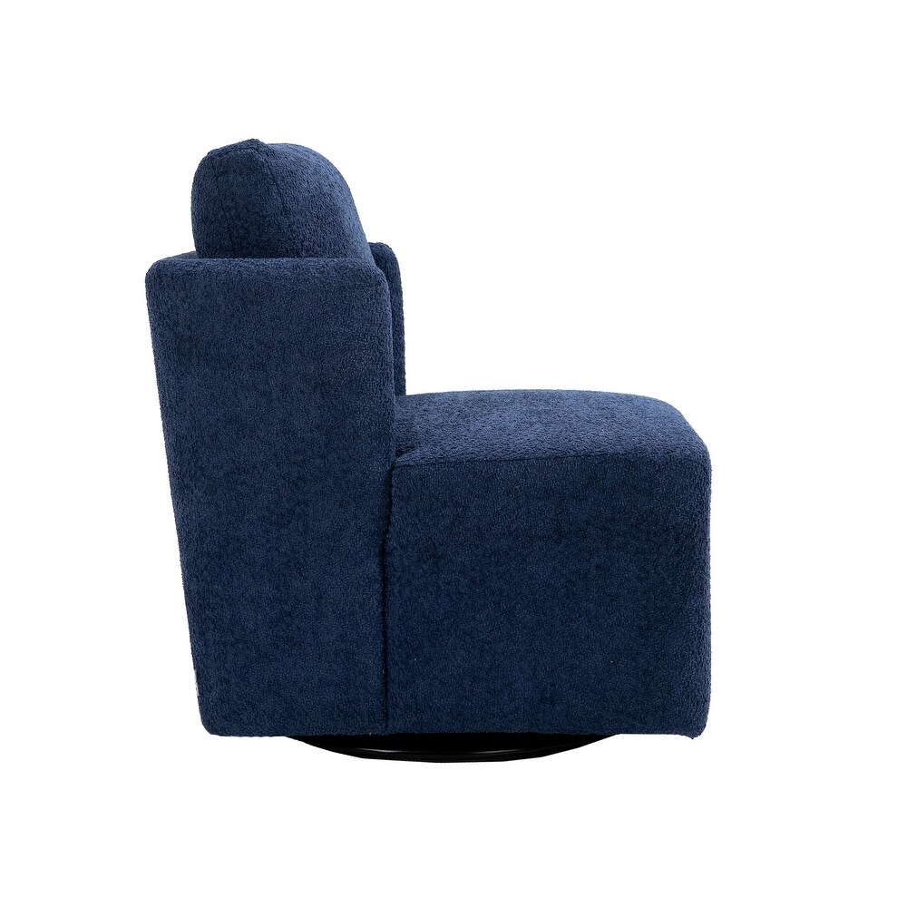 Chenille Upholstered 360 Degree Swivel Barrel Chair For Living Room Bedroom