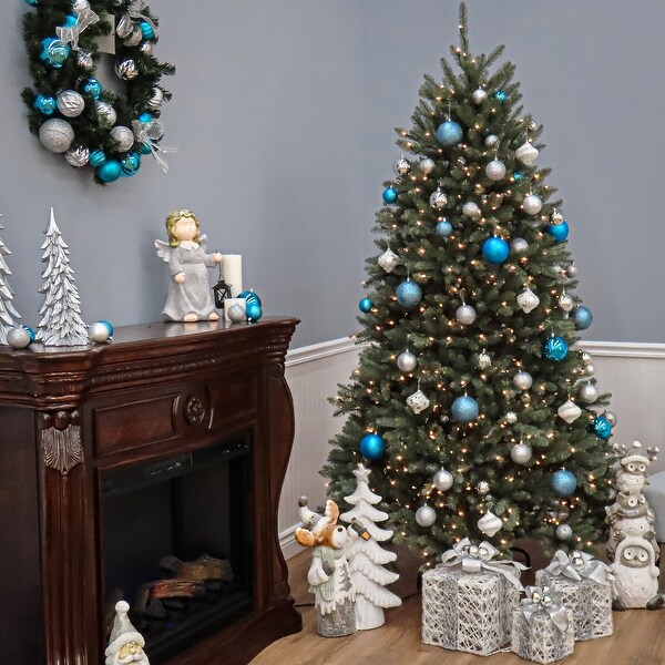 National Tree Company 7.5 ft. Dunhill Blue Fir Hinged Tree with 750 Clear Lights