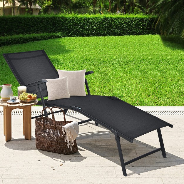 Tangkula Outdoor Adjustable Chaise Lounge Chair Patio Beach Folding Recliner Lounge