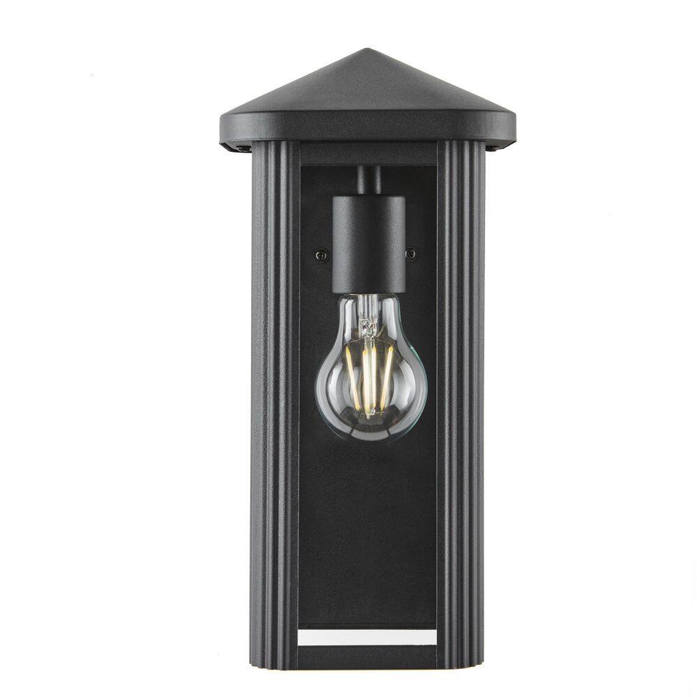 Hampton Bay Granby 1-Light Black Outdoor Wall Light Fixture with Clear Glass (2-Pack) 51130T BK