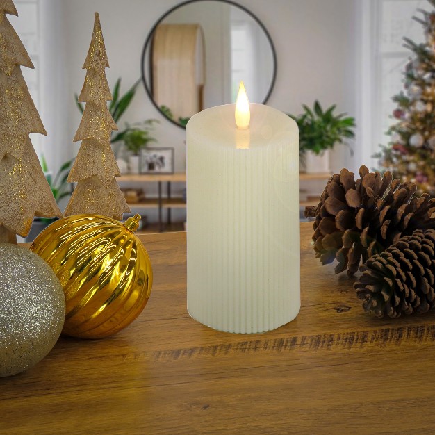 Hgtv Home Collection Georgetown Real Motion Flameless Candle With Remote Ivory With Warm White Led Lights Battery Powered 11 In