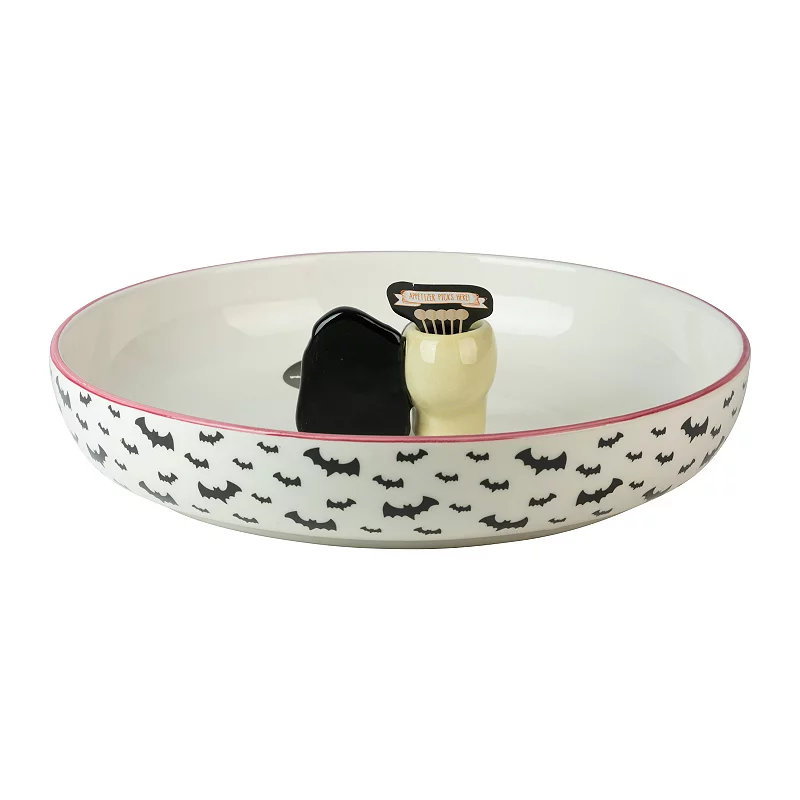 10 Strawberry Street Skull and Tombstone Appetizer/Serving Bowl