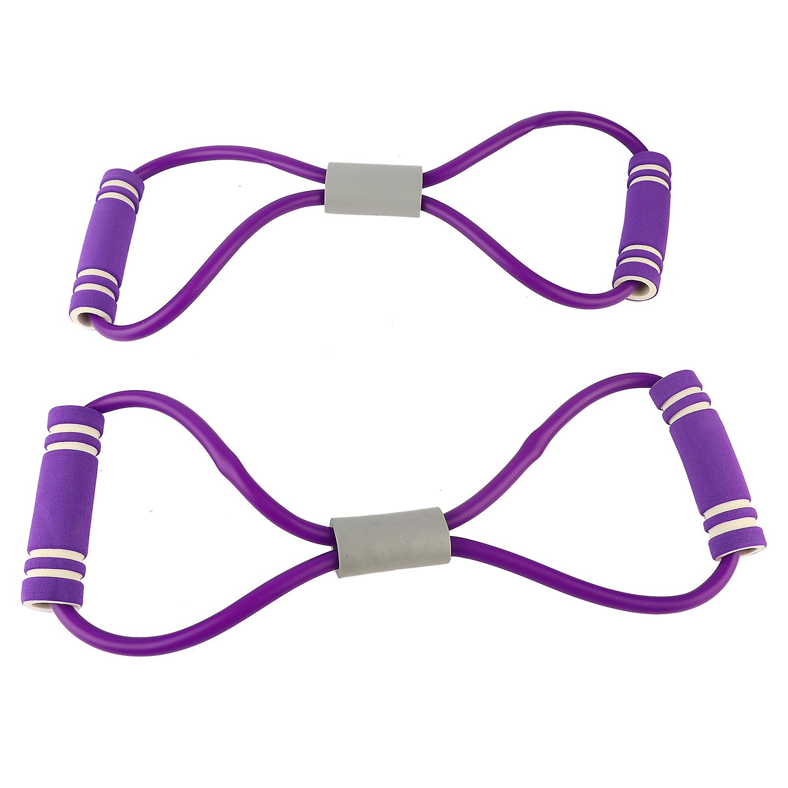 2pcs 8-shaped Pull Rope Chest Expander Elasticity Belt Stretching Strap Yoga Fitness Equipmentpurple