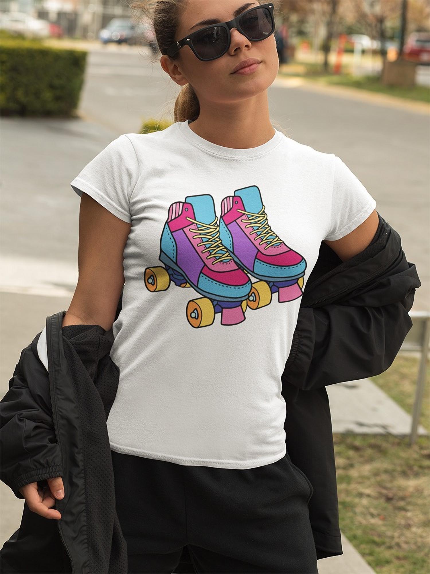 Colorful Roller Derby Skates T-Shirt Women -Image by Shutterstock， Female x-Large