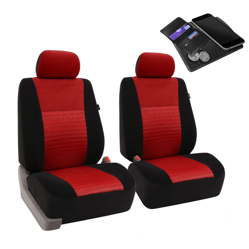 FH Group Fabric 47 in. x 23 in x 1 in. Deluxe 3D Air Mesh Front Seat Covers DMFB060RED102