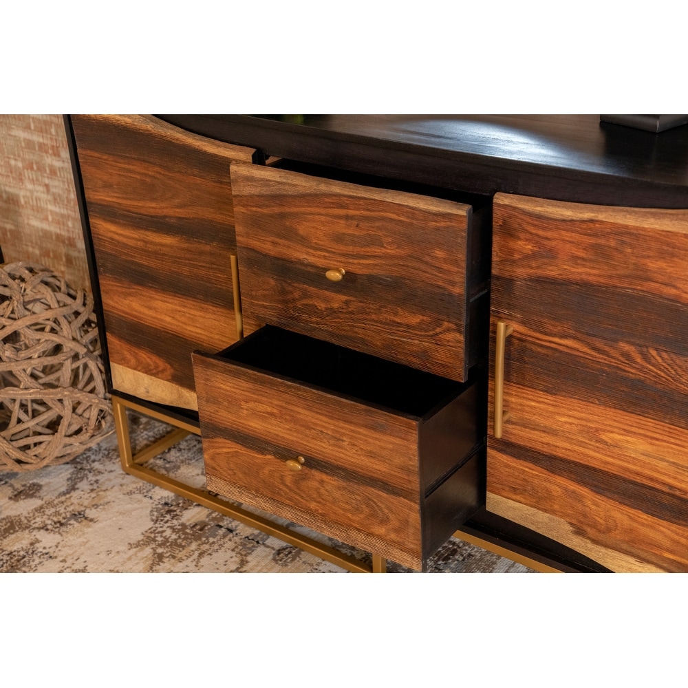 Coaster Furniture Zara Black Walnut and Gold 2 drawer Accent Cabinet