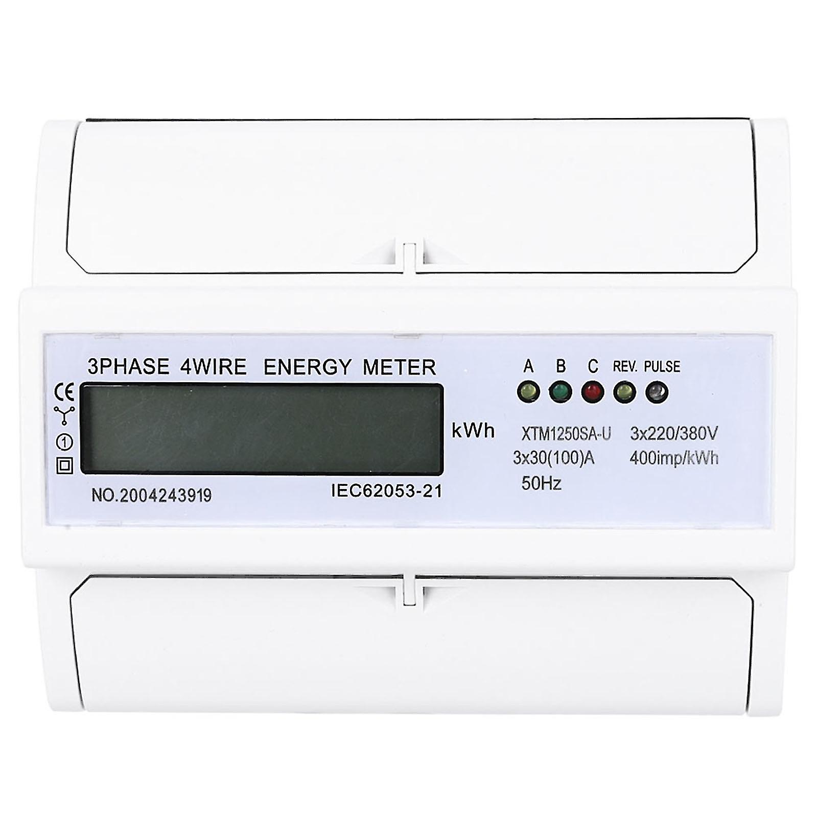 Digital 3 phase 4 Wire 7P Din Rail Electric Meter Electronic KWh Meter(30(100)A)