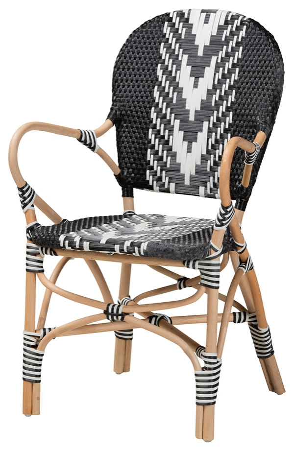 Modern 2 Tone Black and White Weaving  Natural Rattan Indoor Dining Chair   Tropical   Dining Chairs   by Imtinanz  LLC  Houzz