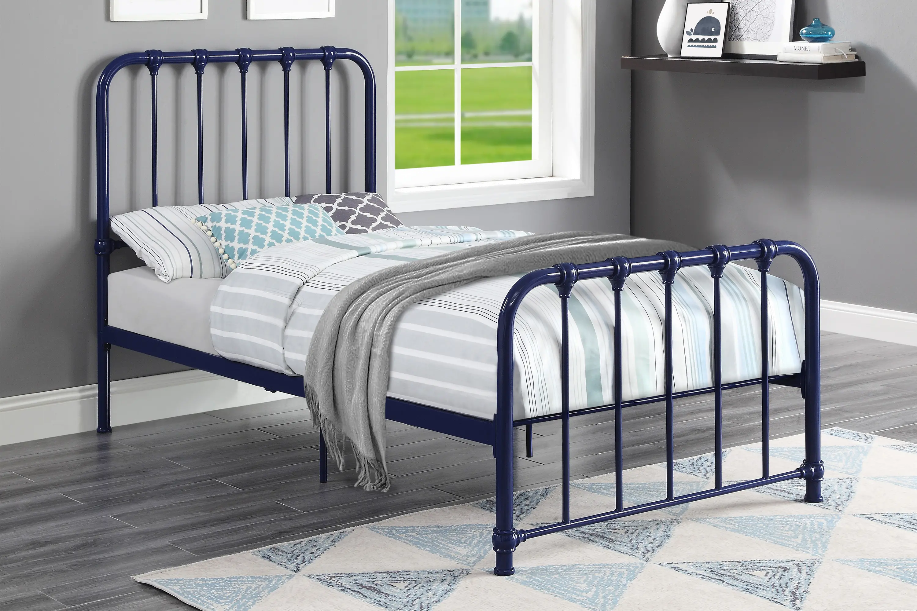 Bethany Blue Twin Metal Bed