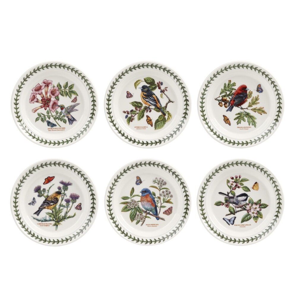 Portmeirion Botanic Garden Birds Salad Plate Set of 6   8.5 Inch