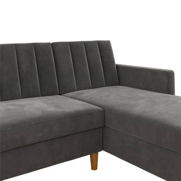 Delila Futon Sectional With Storage Dark Gray Velvet Room amp Joy