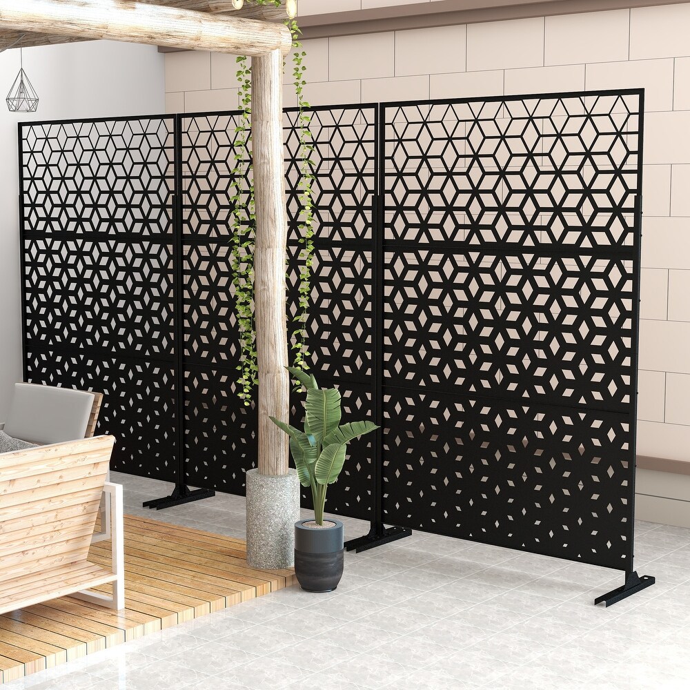 Metal Privacy Screen Wall Decoration Free Standing 6.3 ft. H X 4 ft. W