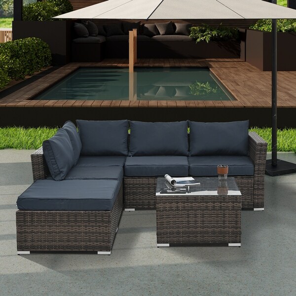 Patio Furniture，Outdoor Furniture，Seasonal PE Wicker Furniture，4 Set Wicker Furniture