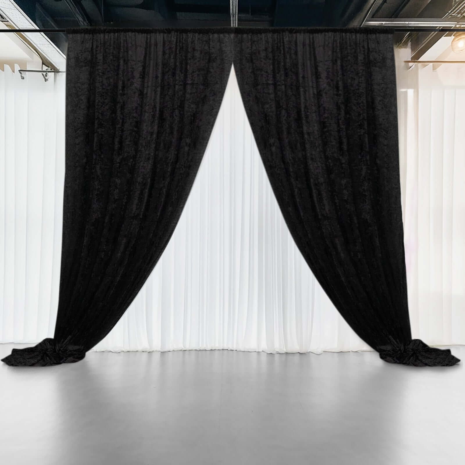 Black Premium Smooth Velvet Backdrop Drape Curtain, Privacy Photo Booth Event Divider Panel with Rod Pocket - 5ftx12ft