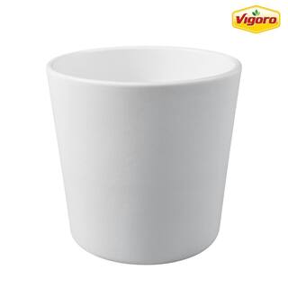 Vigoro 7.7 in. Ivorie Small White Ceramic Flare Planter (7.7 in. D x 7.1 in. H) 521528