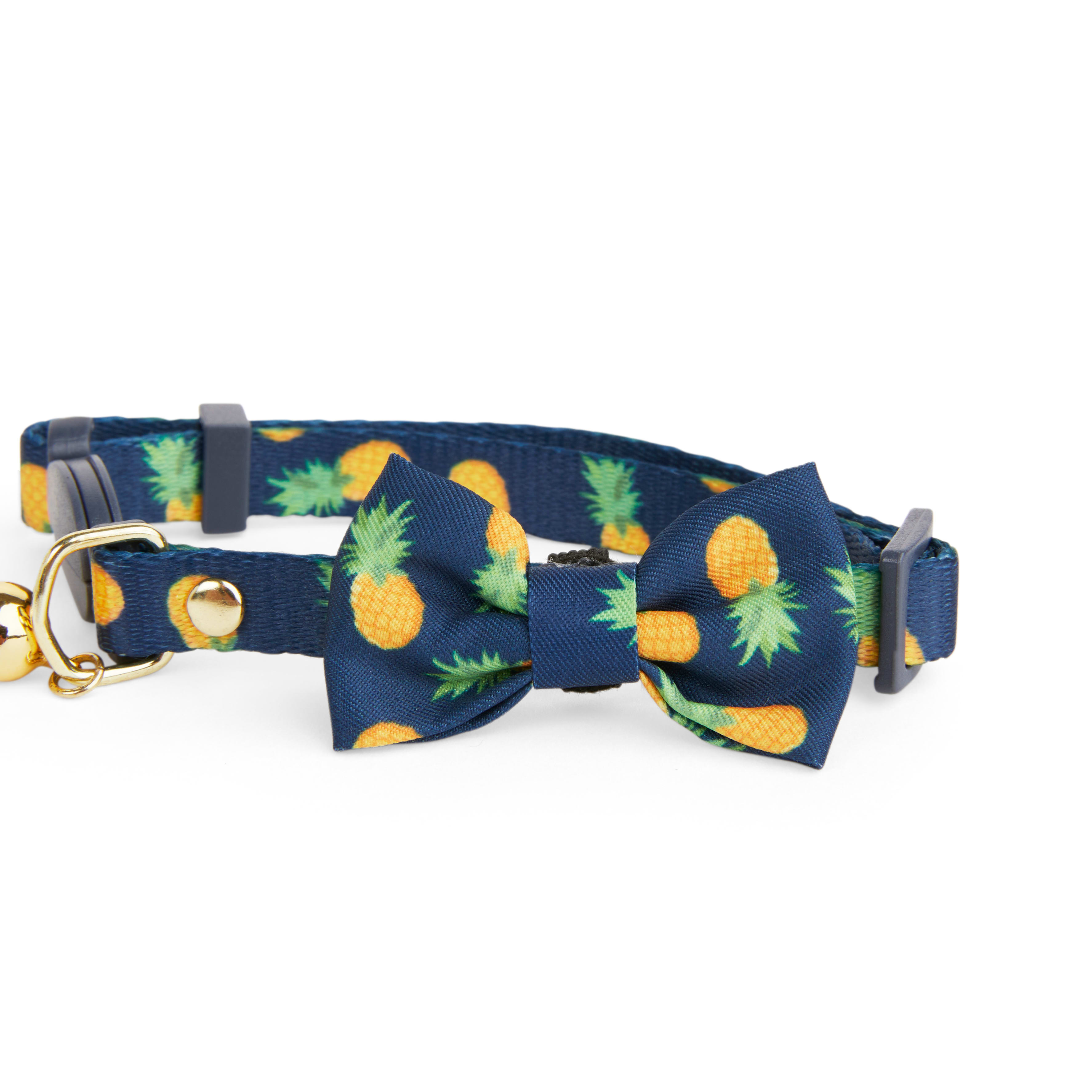 YOULY Navy Pineapple Print Breakaway Bow Tie Cat Collar