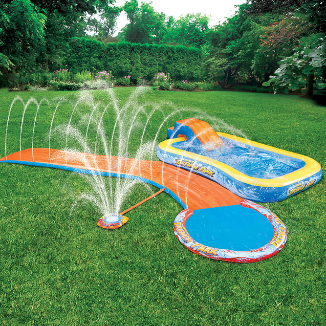 Banzai Aqua Drench 3-In-1 Splash Park w/ Pool, Sprinkler & Waterslide