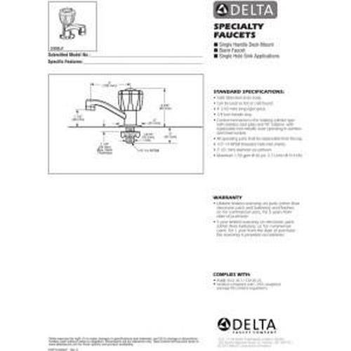 Delta Classic Single Handle Basin Faucet in Chrome 2302LF