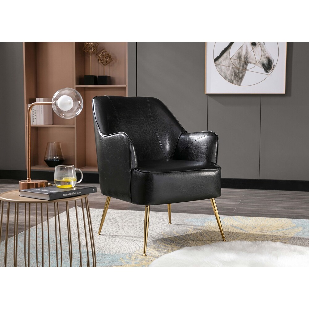 Porthos Home Dayo Accent Chair  PU Leather Upholstery  Gold Legs