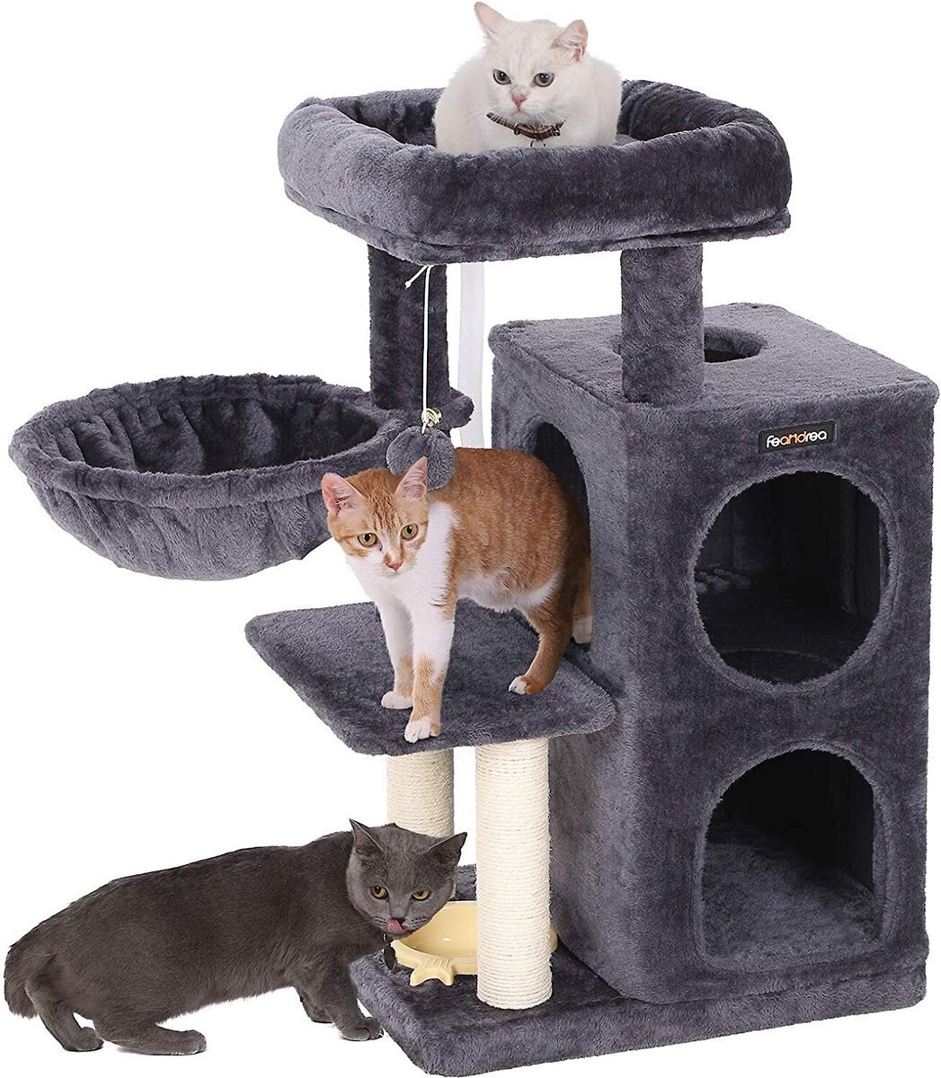 FEANDREA 32.7-in Faux Fleece Cat Tree and Condo