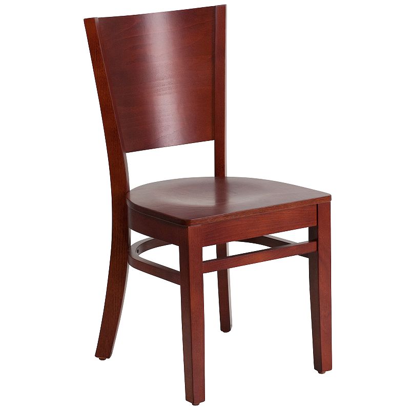 Emma and Oliver Solid Back Walnut Wood Chair， Black Vinyl Seat