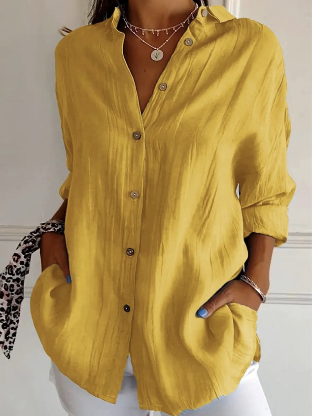 Plain Cotton Casual Blouse