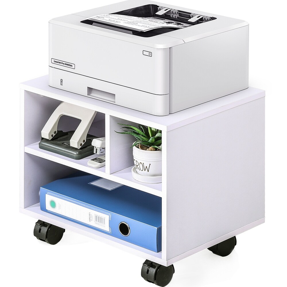 FITUEYES Printer Stand on Wheels Mobile Under Desk Work Cart