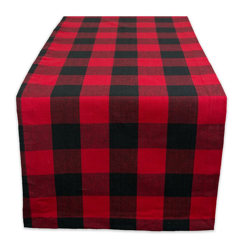 108 Red and Black Buffalo Plaid Christmas Rectangular Table Runner